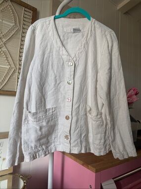 Vintage Johnny Was Cream LinnenButton-Front Lightweight Jacket